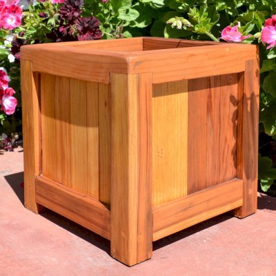 Sonoma Planters [CUSTOM] (Options: 12" L, 12" W x 12" H, California Redwood, 1-inch Feet, No Trellis, No Seating Ledge, Interior and Exterior of Box with Sealant (No Growing Vegetables), Transparent Premium Sealant).