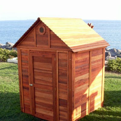 Storage Mini Barns (Options: 6' W, 6' D, 7' H, California Redwood, Transparent Premium Sealant).
