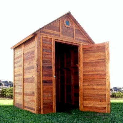Storage Mini Barns (Options: 6' W, 6' D, 7' H, California Redwood, Transparent Premium Sealant).