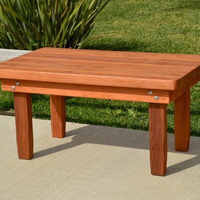 Sturdy Rectangular Wood Side Table (Options: 36" L x 24" W, Mature Redwood, 16" H, Transparent Premium Sealant).