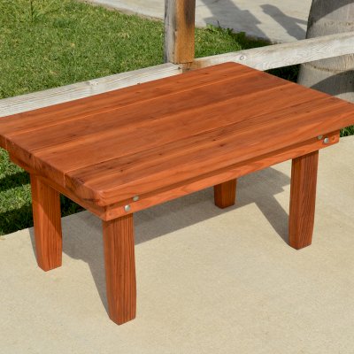 Sturdy Rectangular Wood Side Table (Options: 36" L x 24" W, Mature Redwood, 16" H, Transparent Premium Sealant).