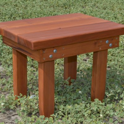 Sturdy Rectangular Wood Side Table (Options: 24" x 18" Mature Redwood, Transparent Premium Sealant).