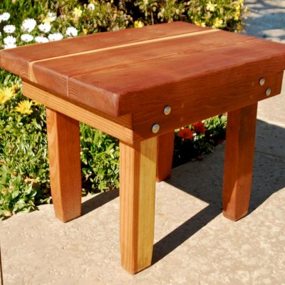Sturdy Rectangular Wood Side Table (Options: 24" x 18" California Redwood, Transparent Premium Sealant).