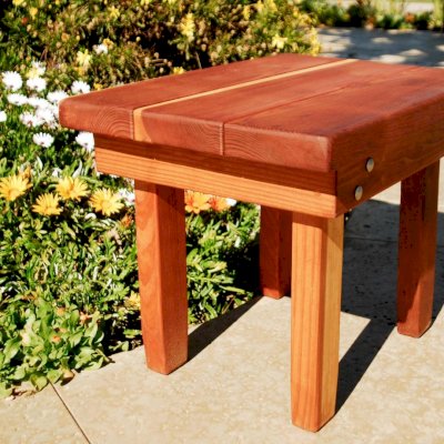 Sturdy Rectangular Wood Side Table (Options: 24" x 18" California Redwood, Transparent Premium Sealant).