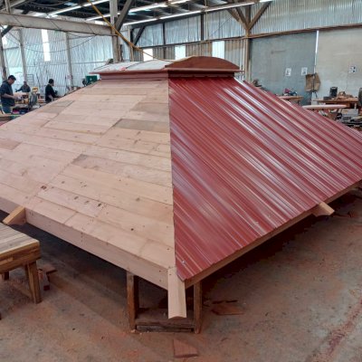Sun Gazebo with Sliding Doors Under Construction.