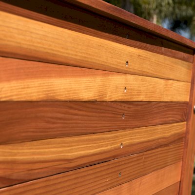 Tapered Planters (Options: 31" Square Base x 41" Square Top x 36"H, California Redwood, Standard Base, Interior and Exterior of Box with Sealant (No Growing Vegetables), Transparent Premium Sealant).