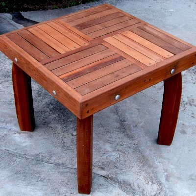 Terrace Wood Outdoor Coffee Table (Options: 21 1/2" Size, Old-Growth Redwood, 18" H, Transparent Premium Sealant).