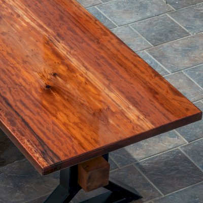 Ancient Redwood Epoxy Finish Slab Table (Options: 11' L, 34" W, 2" Tabletop Thickness, Standard Steel Legs).