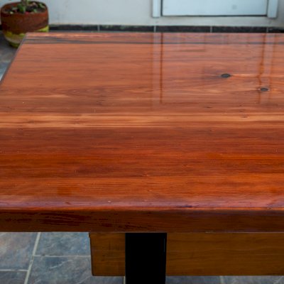Ancient Redwood Epoxy Finish Slab Table (Options: 11' L, 34" W, 2" Tabletop Thickness, Standard Steel Legs).