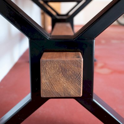 Ancient Redwood Epoxy Finish Slab Table (Options: 11' L, 34" W, 2" Tabletop Thickness, Standard Steel Legs).
