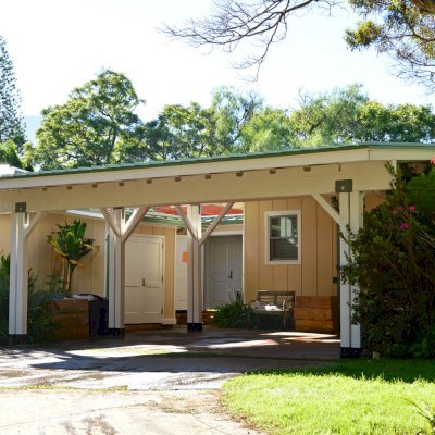 Big Timber Carport Pavilion (Options: 28 ft Large x 22ft Depth, Redwood, No Electrical Wiring Trim, 8ft H Front Post with 9.5 ft H Back Post, Off-White Oil-Based Primer). Unfinished Ceiling Roof by Custom Request.