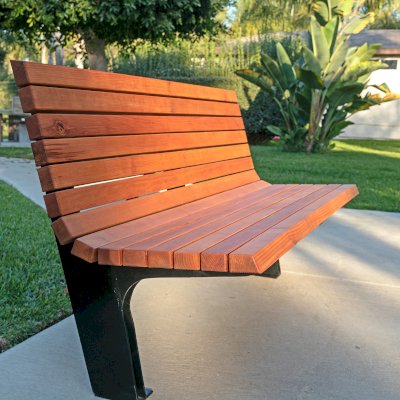 Boomerang Bench (Options: 5ft L, Douglas, No Engraving, Transparent Premium Sealant).
