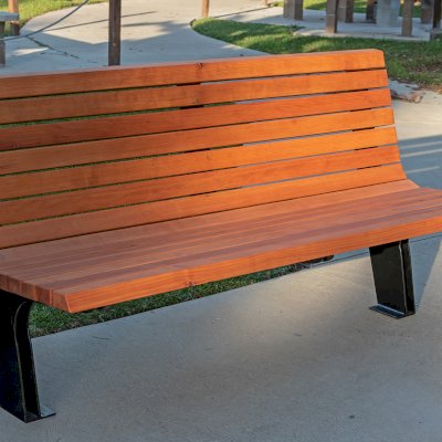 Boomerang Bench (Options: 5ft L, Douglas, No Engraving, Transparent Premium Sealant).