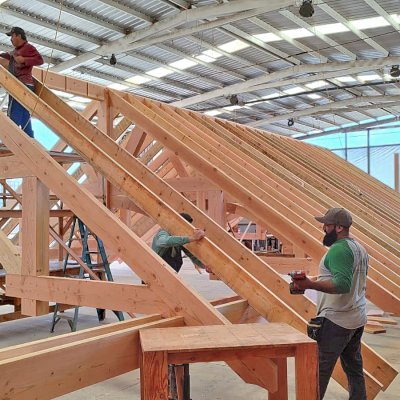 Cardinal's Nest Pavilion Under Construction (Options: 60' L x 34' W, Douglas-fir). 