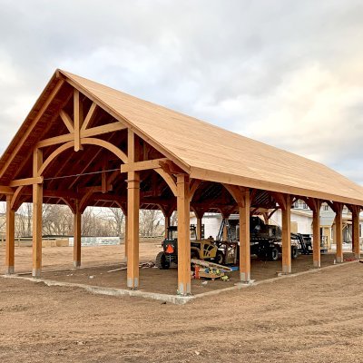 80' L x 34' W Cardinal's Nest Pavilion. Shots taken by assembly crew prior to final roofing being added.