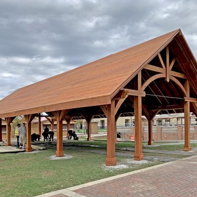 Cardinal's Nest Pavilion (Options: 80' L x 34' W, California Redwood, Transparent Premium Sealant).