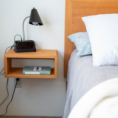 Chest Beds (Options: Queen Size, Douglas-fir, Seamless Headboard, Sets of Drawers on Both Sides, Transparent Premium Sealant) with 2 Custom Night Stands. 