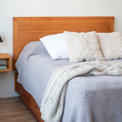 Chest Beds (Options: Queen Size, Douglas-fir, Seamless Headboard, Sets of Drawers on Both Sides, Transparent Premium Sealant) with 2 Custom Night Stands. 