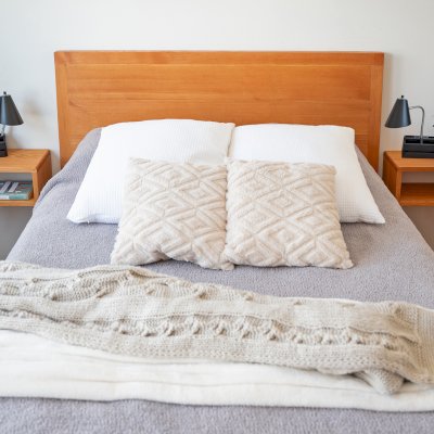 Chest Beds (Options: Queen Size, Douglas-fir, Seamless Headboard, Sets of Drawers on Both Sides, Transparent Premium Sealant) with 2 Custom Night Stands. 