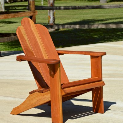 Classic Adirondack Chairs (Options: California Redwood, No Cushion, No Ottoman, Transparent Premium Sealant).
