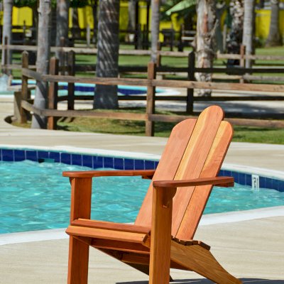Classic Adirondack Chairs (Options: California Redwood, No Cushion, No Ottoman, Transparent Premium Sealant).