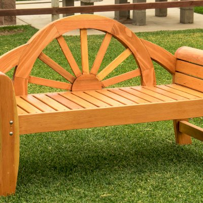 Dawn Bench (Options: 5 ft, California Redwood, No Engraving, Transparent Premium Sealant).