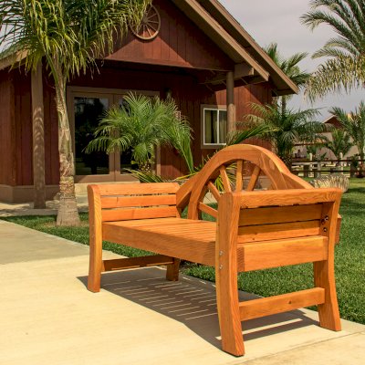 Dawn Bench (Options: 5 ft, California Redwood, No Engraving, Transparent Premium Sealant).