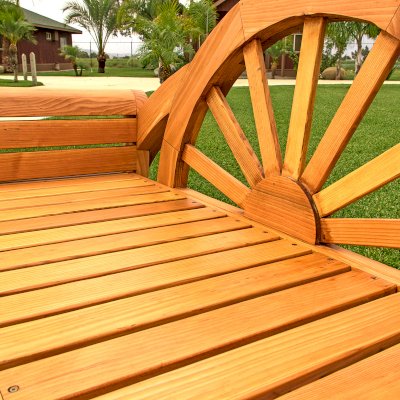 Dawn Bench (Options: 5 ft, California Redwood, No Engraving, Transparent Premium Sealant).