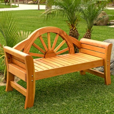 Dawn Bench (Options: 5 ft, California Redwood, No Engraving, Transparent Premium Sealant).