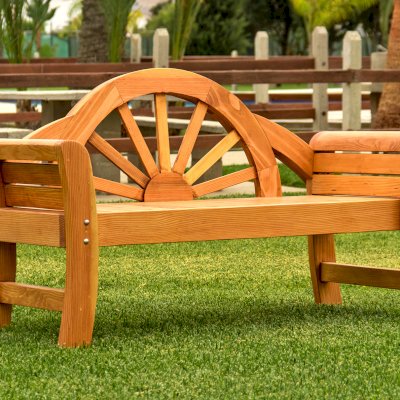 Dawn Bench (Options: 5 ft, California Redwood, No Engraving, Transparent Premium Sealant).