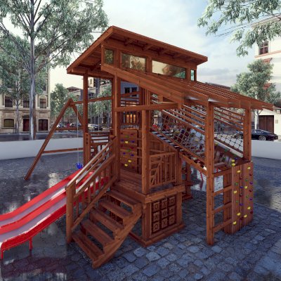 Render of a Fort Jungle Gym.