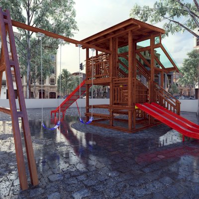 Render of a Fort Jungle Gym.