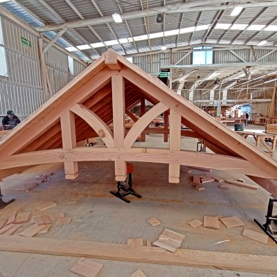 Granada Pavilion Under Construction (Options: 16’ L x 16’ W, Douglas-fir).