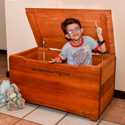 The Little Prince Toy Chest (Options: Mature Redwood, Custom Engraving, Transparent Premium Sealant).