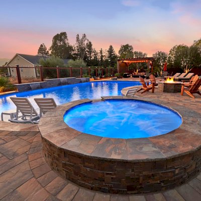 Montvale Pergolas (Options: 18' x 18', California Redwood, 4-Post Anchor Kit for Concrete, Electrical Wiring Trim Kit for 2 Posts, 1 Ceiling Fan Base, No Curtain Rods, No Privacy Panels, 8" x 12" x 10' Post, Coffee-Stain Premium Sealant). Photo Courtesy of M. Butler of Napa, CA.