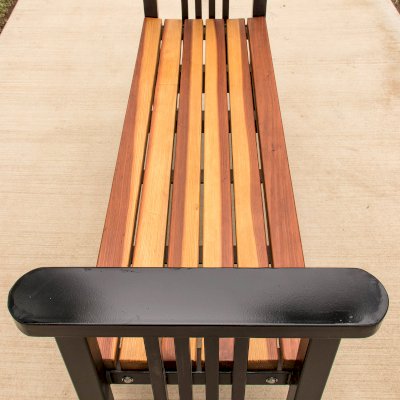 Museum Bench (Options: 5', California Redwood, No Engraving, Transparent Premium Sealant).