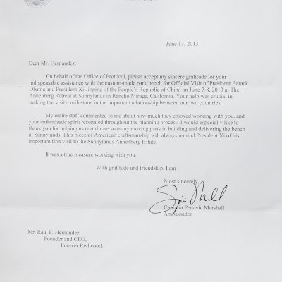 Letter from The Chief of Protocol Washington.