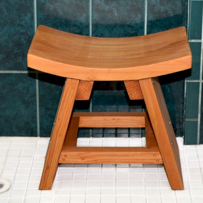 Sanctuary Wood Shower Bench (Options: Douglas-fir, No Engraving, Transparent Premium Sealant).