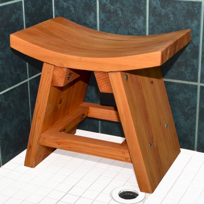 Sanctuary Wood Shower Bench (Options: Douglas-fir, No Engraving, Transparent Premium Sealant).