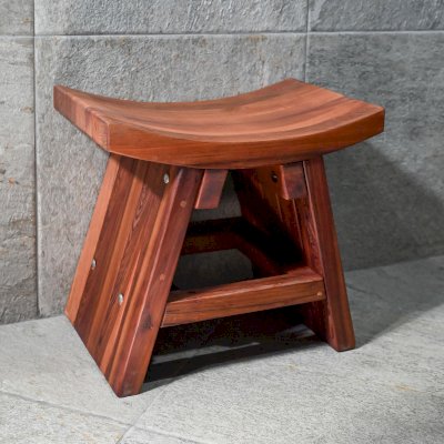 Sanctuary Wood Shower Bench (Options: Old-Growth, No Engraving, Transparent Premium Sealant).