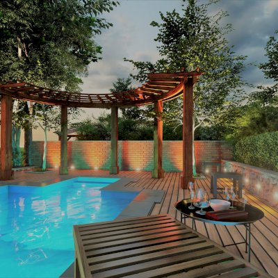 Conceptual Render of The Sky Arbor (Options: 18ft L, 4ft W).