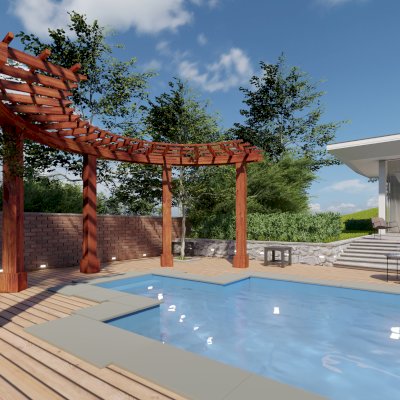 Conceptual Render of The Sky Arbor (Options: 18ft L, 4ft W).