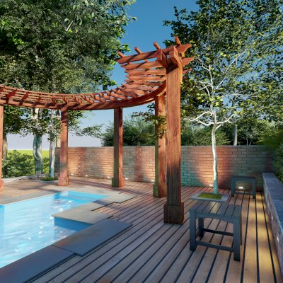 Conceptual Render of The Sky Arbor (Options: 18ft L, 4ft W).