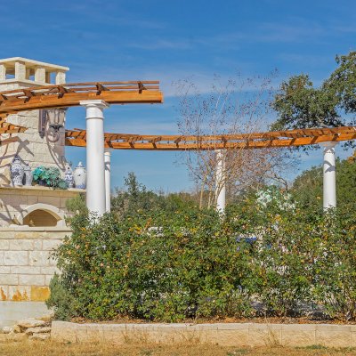 Sky Arbor (Options: 8ft L, 3ft W , No Privacy Panels, Douglas-Fir, No Electrical Wiring Trim Kit, 3-Post Anchor Kit for Concrete, Transparent Premium Sealant). Photo shows 2 structures, same dimensions.