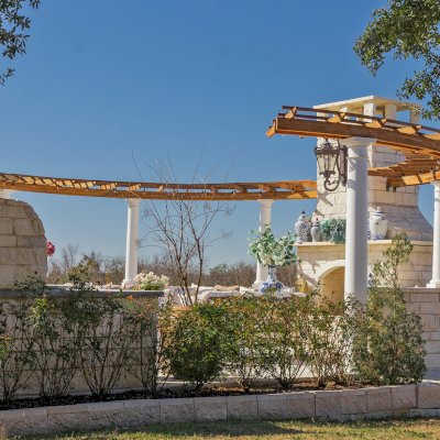 Sky Arbor (Options: 8ft L, 3ft W , No Privacy Panels, Douglas-Fir, No Electrical Wiring Trim Kit, 3-Post Anchor Kit for Concrete, Transparent Premium Sealant). Photo shows 2 structures, same dimensions.