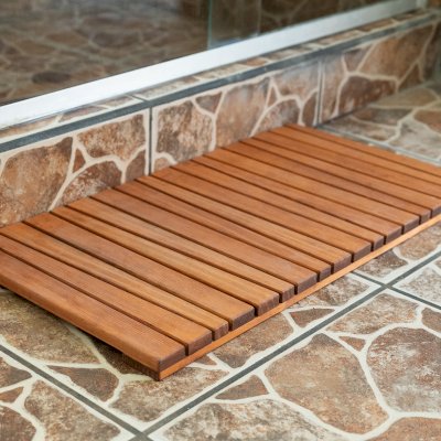 Sturdy Bathroom Mat (Options: Mature Redwood, Transparent Premium Sealant).