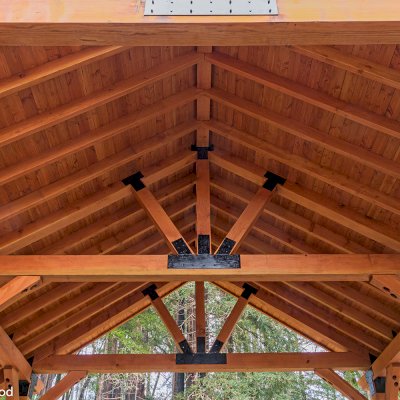 Thick Timber Toledo Wood Pavilions  (Options: 27' L x 25' W, Douglas-fir, 6-Post Anchor Kit for High-Wind, No Electrical Wiring Trims, 10 x 10 Supports and Posts, 8 x 8 Rafters, No Fan Base, Transparent Premium Sealant). Photo Courtesy of M. Prosise of Napa, California.