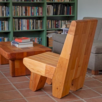 Titanic Timber Throne (Options: Mosaic Douglas, No Cushion, Transparent Premium Sealant).