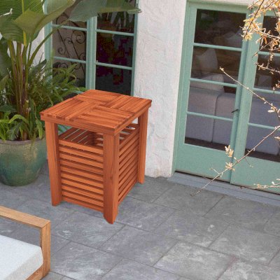 The Trellised Trash Receptacle (Options: California Redwood, Transparent Premium Sealant). Rendering Image.