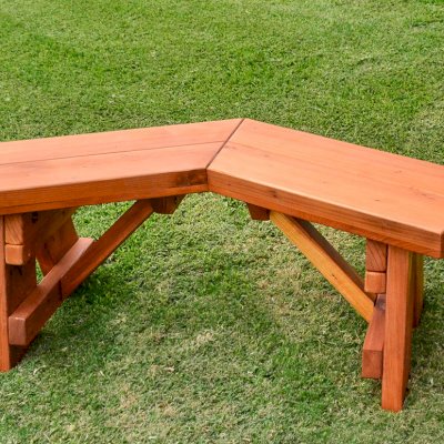 V-Wing Benches (Options: 51 1/2 inches, Redwood, No Engraving, Transparent Premium Sealant).